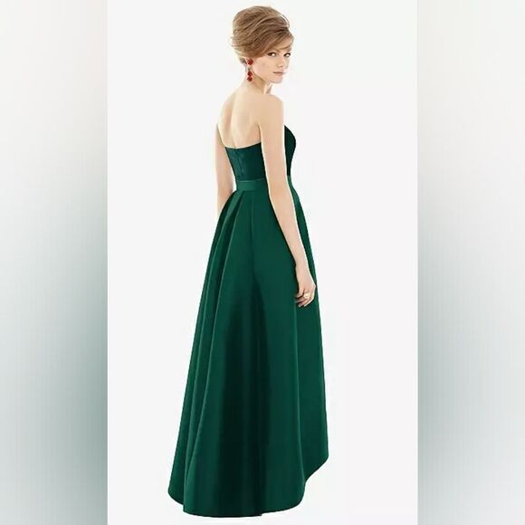 Alfred Sung D699 Satin Sleeveless Gown Hunter Green NWOT Sz 8 Regular - Picture 4 of 8